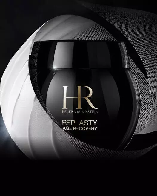 Helena Rubinstein REPLASTY AGE RECOVERY. Black jar, bandage texture. Anti-aging skincare.