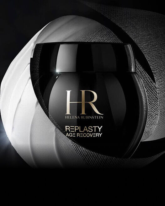 Helena Rubinstein REPLASTY AGE RECOVERY. Black jar, bandage texture. Anti-aging skincare.