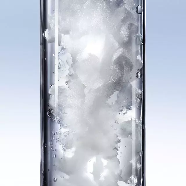 Pure Ritual Care-in-Foam dense and airy texture captured in a laboratory glass tube.