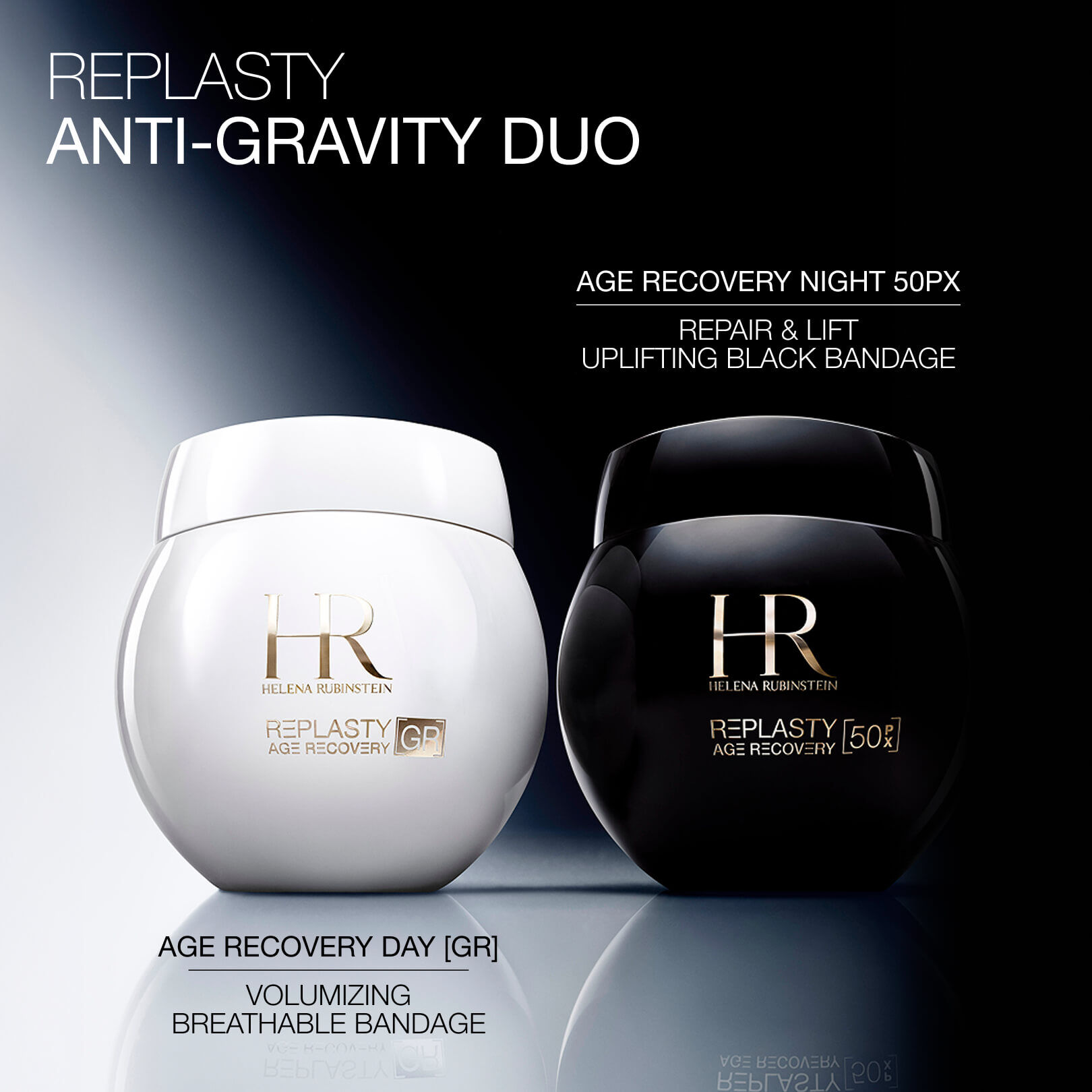 Helena Rubinstein REPLASTY Anti-Gravity Duo: Age Recovery Day [GR] and Night 50PX creams.