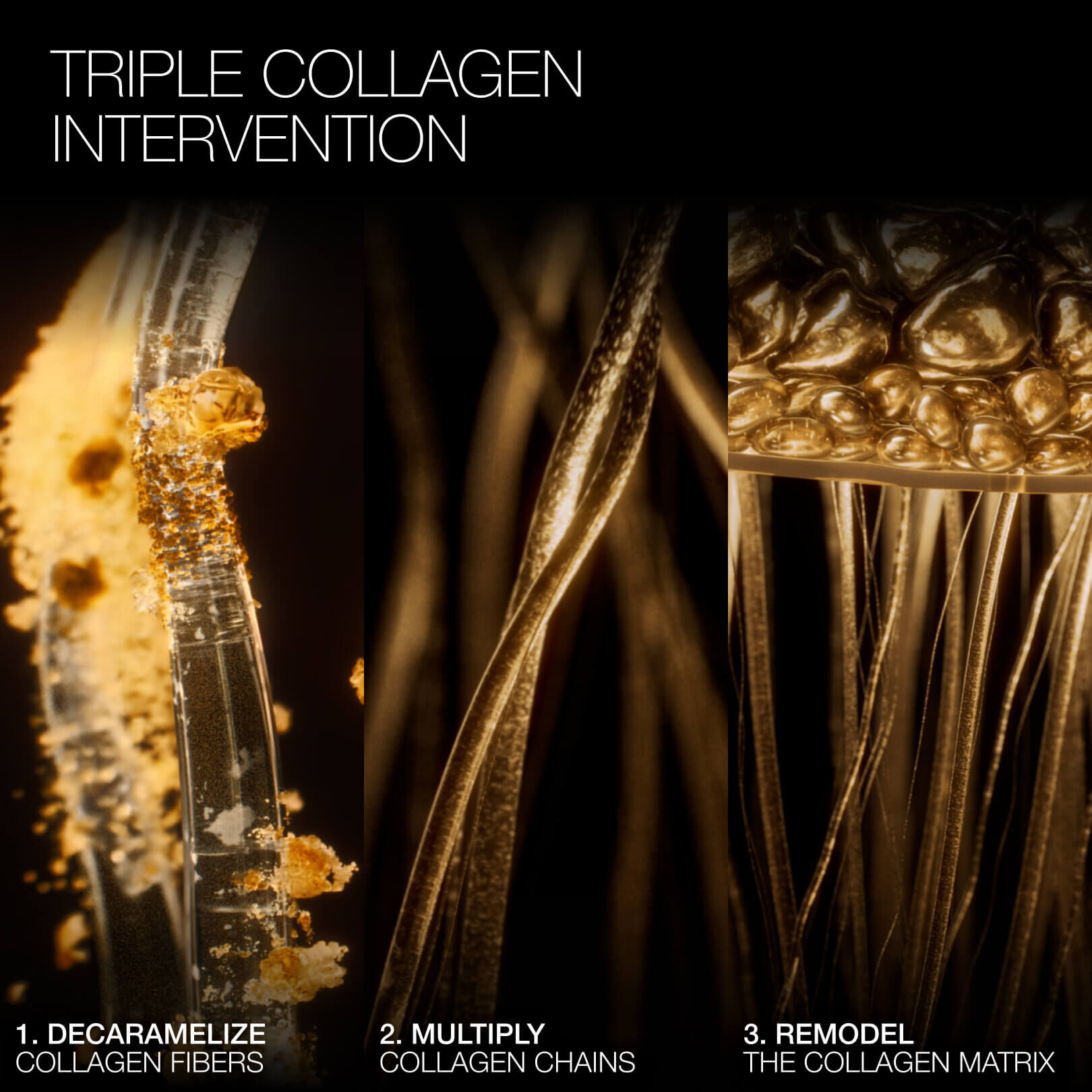 Helena Rubinstein REPLASTY. Triple collagen intervention: decaramelize, multiply, remodel.